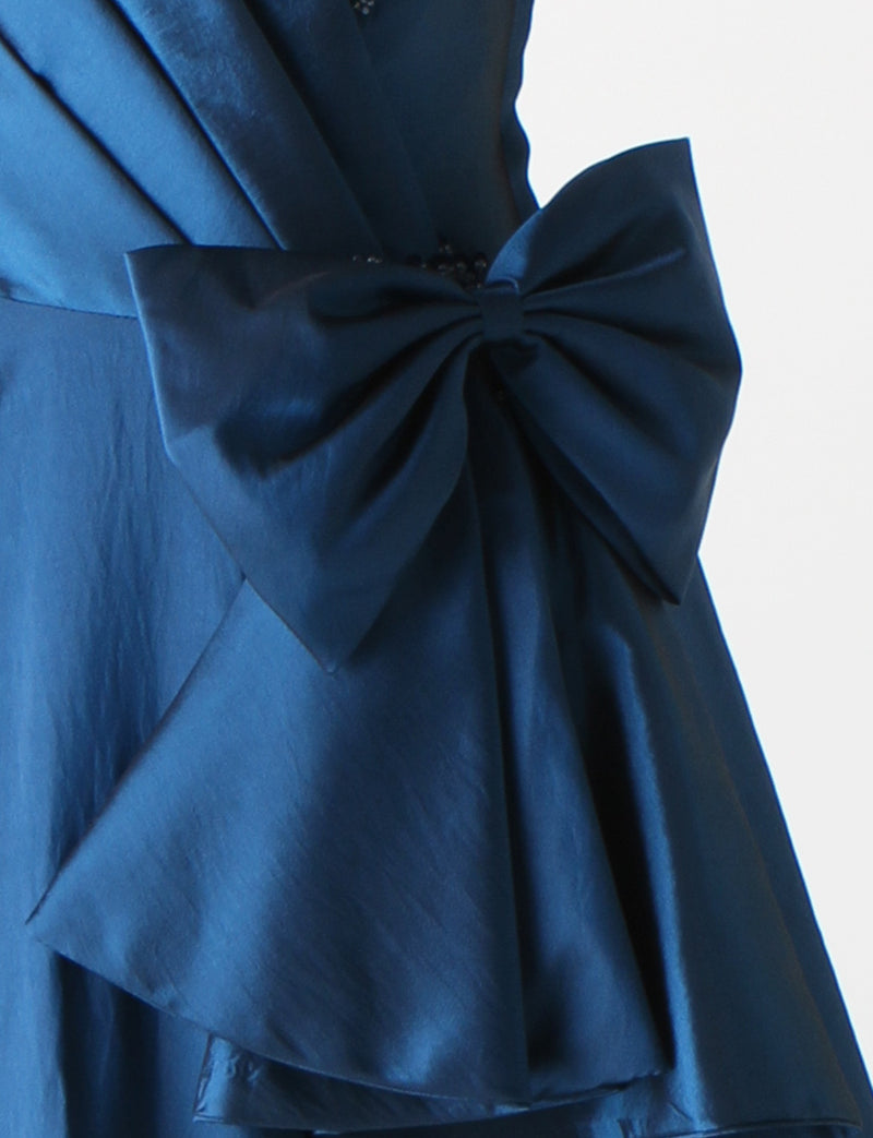 TWEED DRESS(ツイードドレス)のミッドナイトブルーロングドレス・タフタ｜TB1701-MBLの付属ベルト拡大画像です。