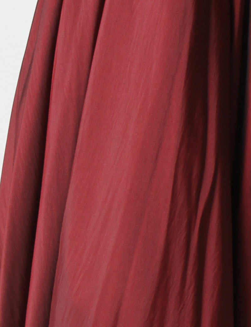 TWEED DRESS(ツイードドレス)のワインレッドロングドレス・タフタ｜TB1701-WRDのスカート生地大画像です。