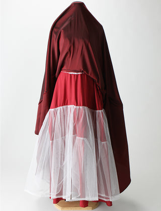 TWEED DRESS(ツイードドレス)のワインレッドロングドレス・タフタ｜TB1701-WRDのスカートパニエ画像です。