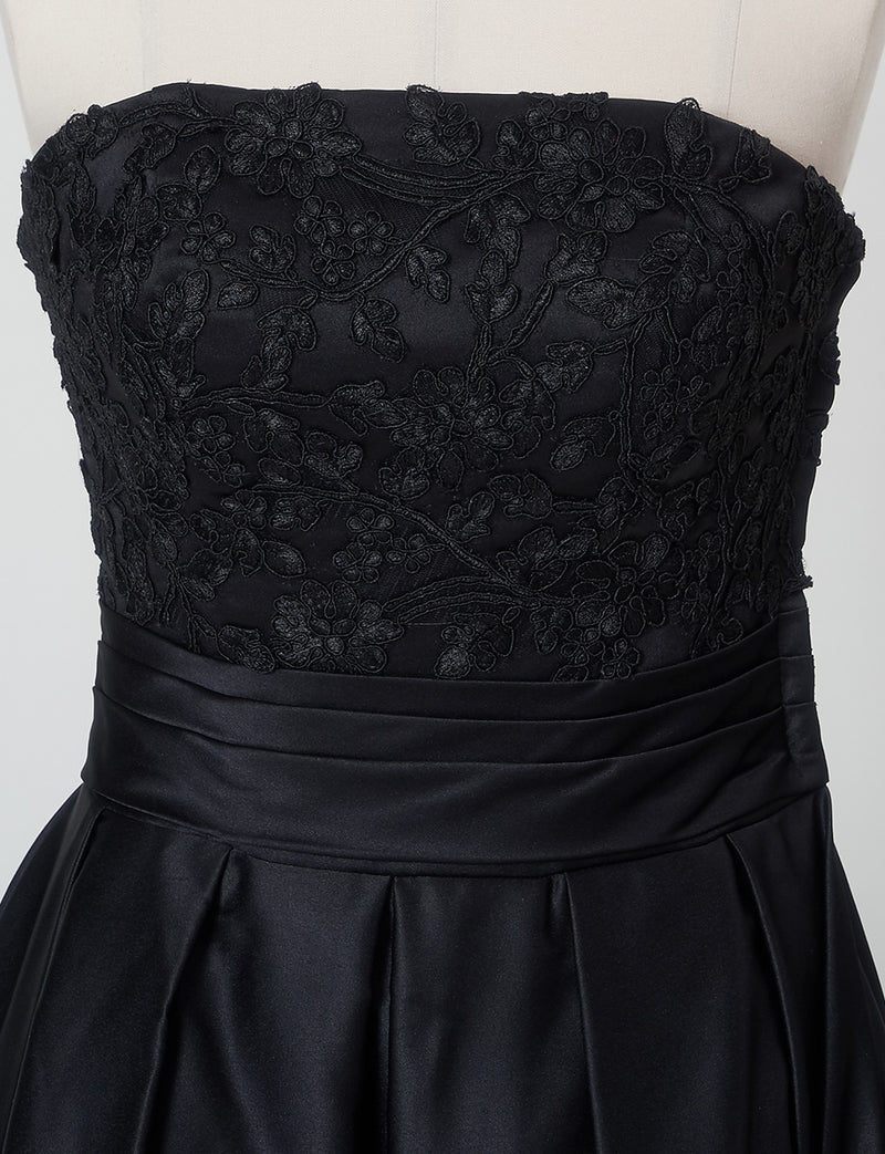 TWEED DRESS(ツイードドレス)のブラックロングドレス・サテン｜TB1702-BKのトルソー上半身正面画像です。