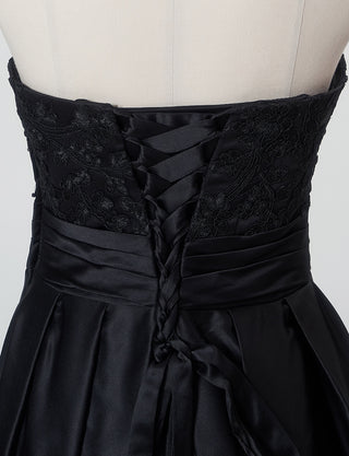 TWEED DRESS(ツイードドレス)のブラックロングドレス・サテン｜TB1702-BKのトルソー上半身背面画像です。