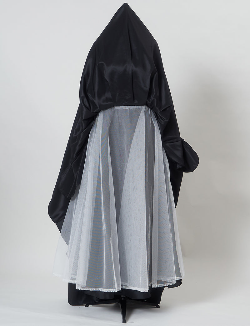 TWEED DRESS(ツイードドレス)のブラックロングドレス・サテン｜TB1702-BKのスカートパニエ画像です。