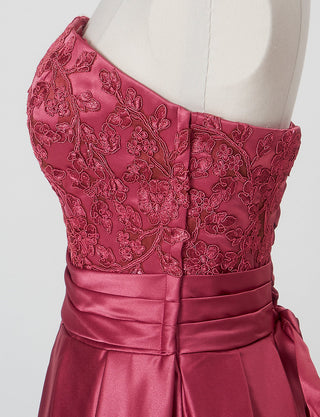 TWEED DRESS(ツイードドレス)のピンクローズロングドレス・サテン｜TB1702-PKRのトルソー上半身側面画像です。