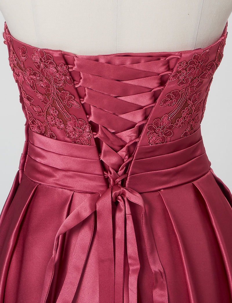 TWEED DRESS(ツイードドレス)のピンクローズロングドレス・サテン｜TB1702-PKRのトルソー上半身背面画像です。