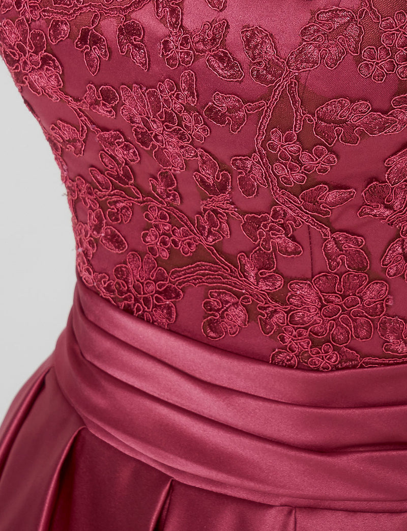 TWEED DRESS(ツイードドレス)のピンクローズロングドレス・サテン｜TB1702-PKRの上半身装飾拡大画像です。