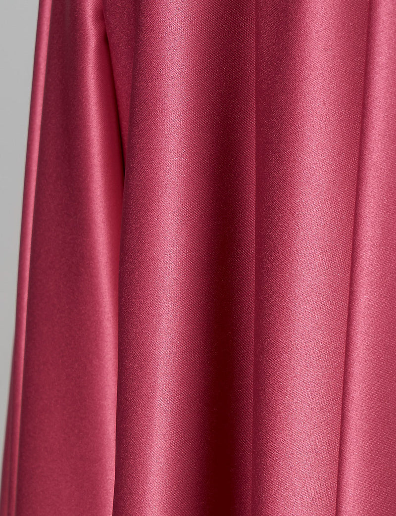TWEED DRESS(ツイードドレス)のピンクローズロングドレス・サテン｜TB1702-PKRのスカート生地拡大画像です。