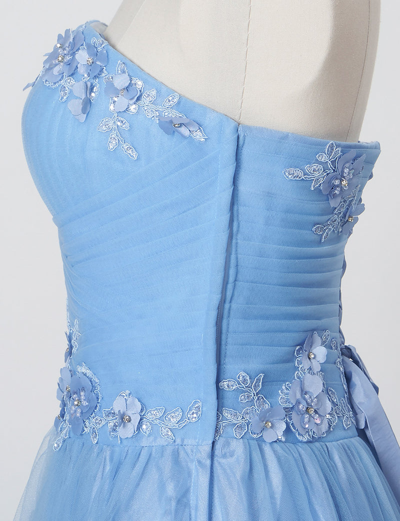 TWEED DRESS(ツイードドレス)のブルーグレーロングドレス・チュール｜TB1703-BLGYのトルソー上半身側面画像です。