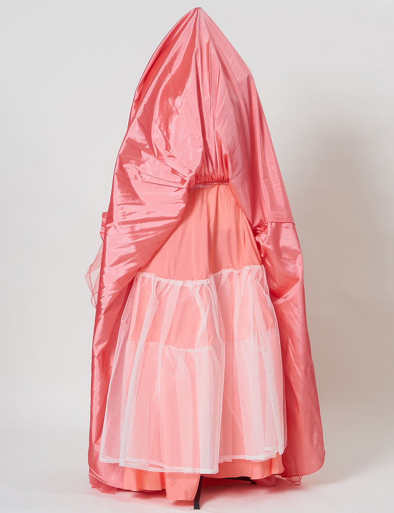 TWEED DRESS(ツイードドレス)のコーラルピンクロングドレス・チュール｜TB1703-CPKのスカートパニエ画像です。