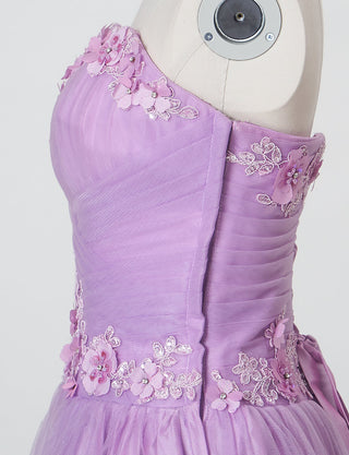 TWEED DRESS(ツイードドレス)のペールラベンダーロングドレス・チュール｜TB1703-PLVのトルソー上半身側面画像です。