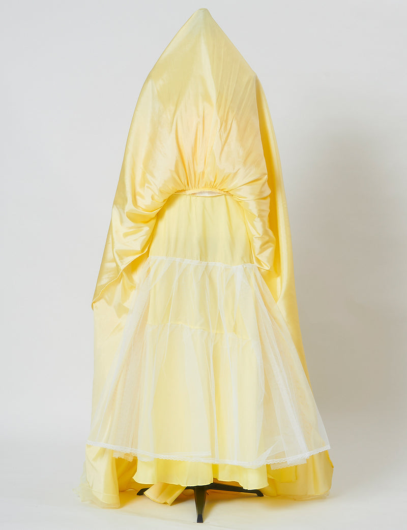 TWEED DRESS(ツイードドレス)のペールイエローロングドレス・チュール｜TB1703-PYWのスカートパニエ画像です。