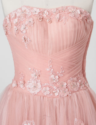 TWEED DRESS(ツイードドレス)のシェルピンクロングドレス・チュール｜TB1703-SHPKのトルソー上半身正面画像です。