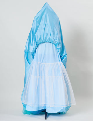 TWEED DRESS(ツイードドレス)のアクアブルーロングドレス・チュール｜TB1714-ABLのスカートパニエ画像です。