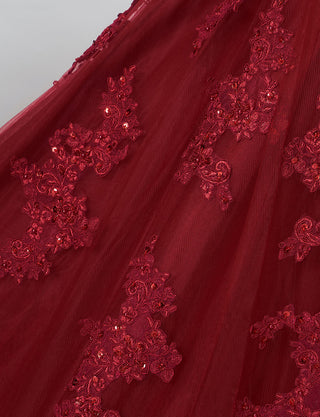 TWEED DRESS(ツイードドレス)のアッシュレッドロングドレス・チュール｜TB1714-ARDのスカート生地拡大画像です。