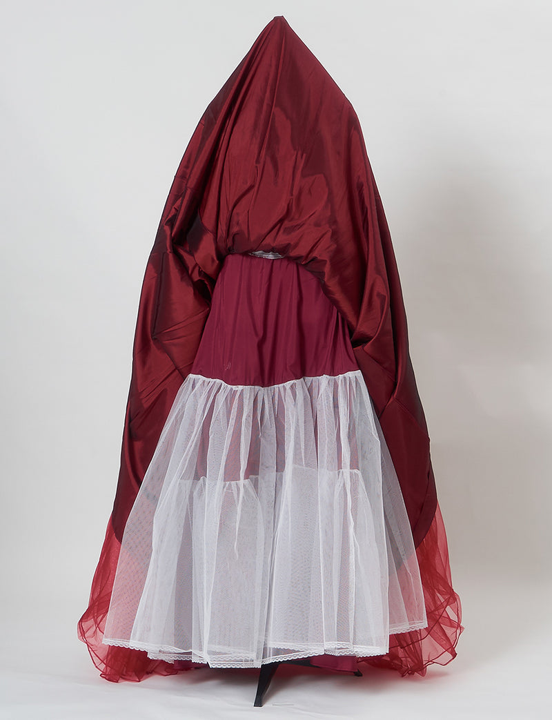 TWEED DRESS(ツイードドレス)のアッシュレッドロングドレス・チュール｜TB1714-ARDのスカートパニエ画像です。