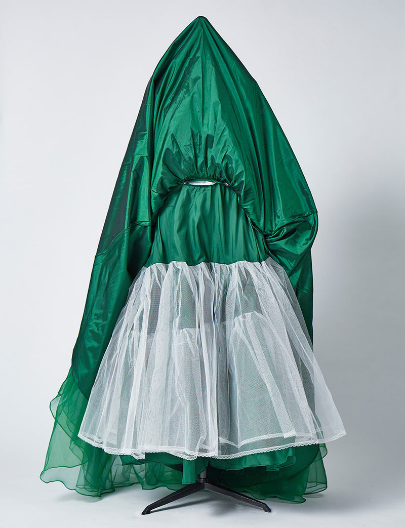 TWEED DRESS(ツイードドレス)のボトルグリーンロングドレス・チュール｜TB1719-BGNのスカートパニエ画像です。