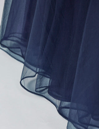 TWEED DRESS(ツイードドレス)のダークネイビーロングドレス・チュール｜TB1719-DNYのスカート裾拡大画像です。