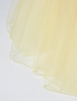 TWEED DRESS(ツイードドレス)のレモンイエローロングドレス・チュール｜TB1719-LYWのスカート裾拡大画像です。