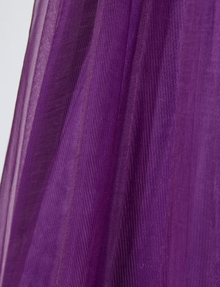 TWEED DRESS(ツイードドレス)のプラムロングドレス・チュール｜TB1719-PMのスカート生地拡大画像です。
