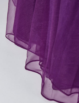 TWEED DRESS(ツイードドレス)のプラムロングドレス・チュール｜TB1719-PMのスカート裾拡大画像です。