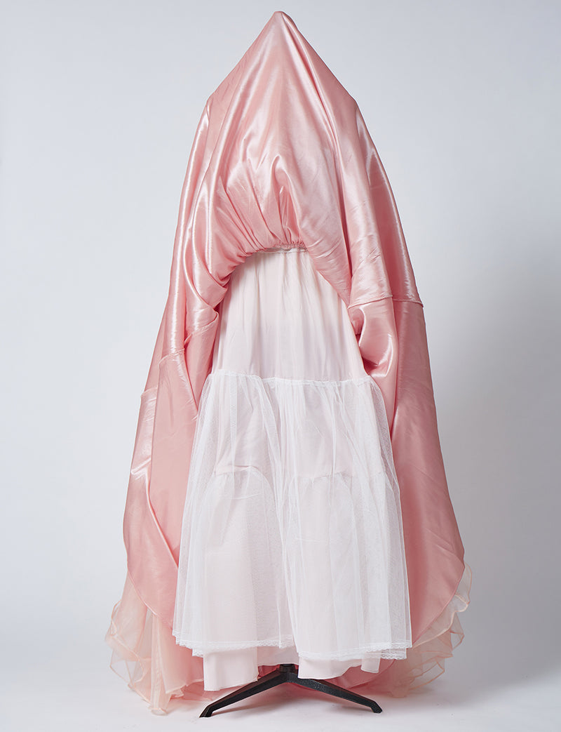 TWEED DRESS(ツイードドレス)のサーモンピンクロングドレス・チュール｜TB1719-SAPKのスカートパニエ画像です。