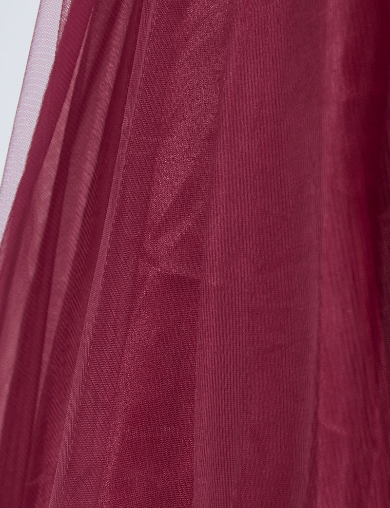 TWEED DRESS(ツイードドレス)のワインレッドロングドレス・チュール｜TB1719-WRDのスカート生地拡大画像です。