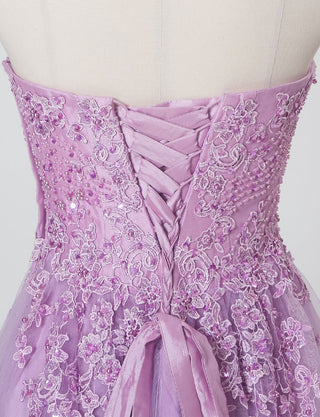 TWEED DRESS(ツイードドレス)のラベンダーロングドレス・チュール｜TB1723-LVのトルソー上半身背面画像です。
