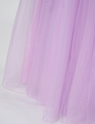 TWEED DRESS(ツイードドレス)のラベンダーロングドレス・チュール｜TB1723-LVのスカート裾拡大画像です。