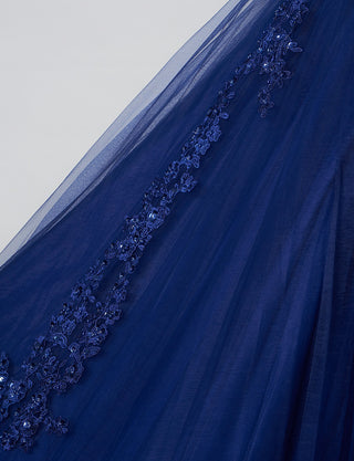 TWEED DRESS(ツイードドレス)のネイビーロングドレス・チュール｜TB1723-NYのスカート生地拡大画像です。