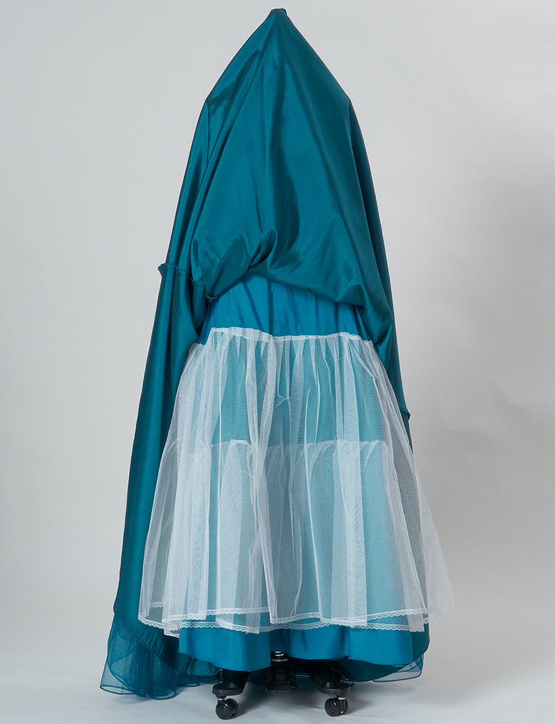 TWEED DRESS(ツイードドレス)のペトロールグリーンロングドレス・チュール｜TB1723-PTGNのスカートパニエ画像です。