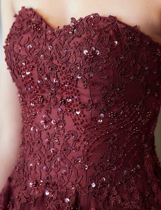 TWEED DRESS(ツイードドレス)のレッドブラックロングドレス・チュール｜TB1723-RBKの上半身装飾拡大画像です。
