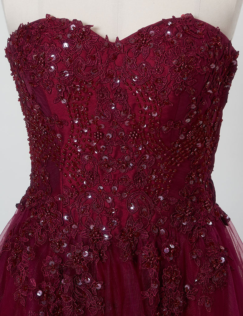 TWEED DRESS(ツイードドレス)のレッドブラックロングドレス・チュール｜TB1723-RBKのトルソー上半身正面画像です。