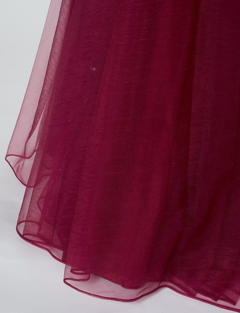 TWEED DRESS(ツイードドレス)のレッドブラックロングドレス・チュール｜TB1723-RBKのスカート裾拡大画像です。