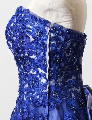 TWEED DRESS(ツイードドレス)のロイヤルブルーロングドレス・チュール｜TB1724-1-RBLのトルソー上半身側面画像です。