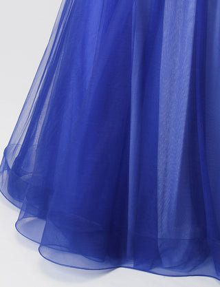 TWEED DRESS(ツイードドレス)のロイヤルブルーロングドレス・チュール｜TB1724-1-RBLのスカート裾拡大画像です。