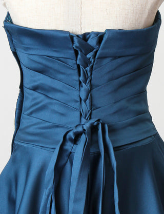 TWEED DRESS(ツイードドレス)のミッドナイトブルーロングドレス・サテン｜TB1730-CGDのトルソー上半身背面画像です。
