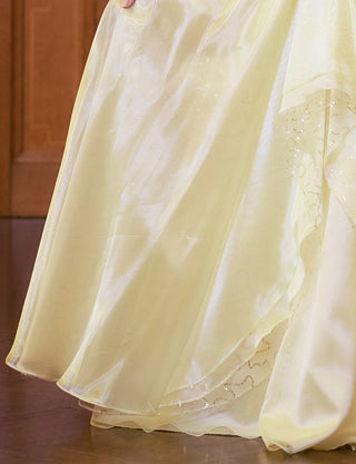 TWEED DRESS(ツイードドレス)のペールイエローロングドレス・オーガンジー/チュール｜TB1735-PYWのスカート拡大画像です。