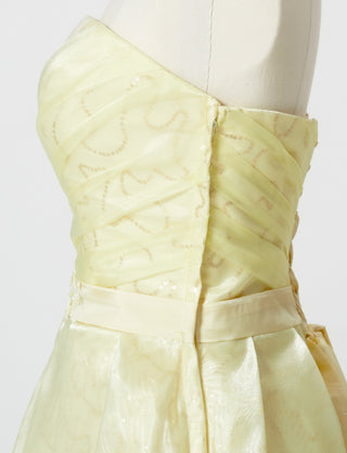 TWEED DRESS(ツイードドレス)のペールイエローロングドレス・オーガンジー/チュール｜TB1735-PYWのトルソー上半身側面画像です。