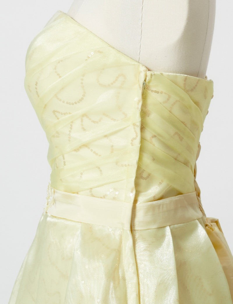 TWEED DRESS(ツイードドレス)のペールイエローロングドレス・オーガンジー/チュール｜TB1735-PYWのトルソー上半身側面画像です。