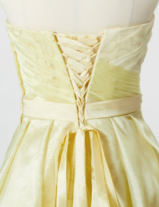 TWEED DRESS(ツイードドレス)のペールイエローロングドレス・オーガンジー/チュール｜TB1735-PYWのトルソー上半身背面画像です。