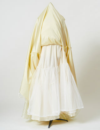 TWEED DRESS(ツイードドレス)のペールイエローロングドレス・オーガンジー/チュール｜TB1735-PYWのスカートパニエ画像です。