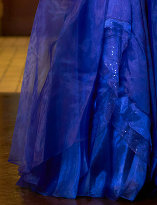 TWEED DRESS(ツイードドレス)のロイヤルブルーロングドレス・オーガンジー/チュール｜TB1735-RBLのスカート拡大画像です。