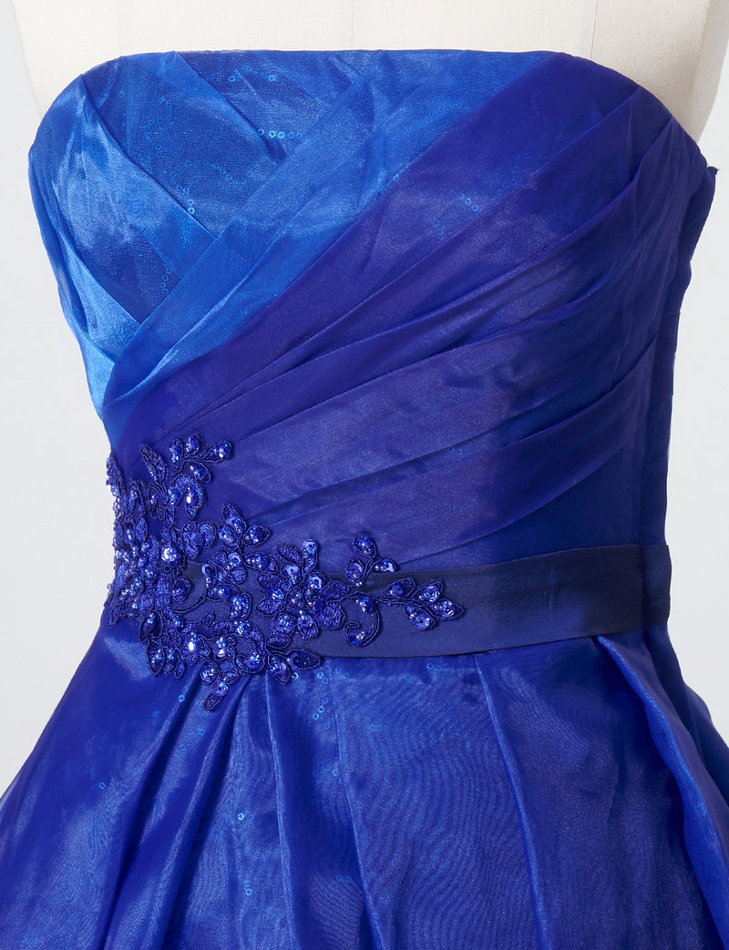 TWEED DRESS(ツイードドレス)のロイヤルブルーロングドレス・オーガンジー/チュール｜TB1735-RBLのトルソー上半身正面画像です。
