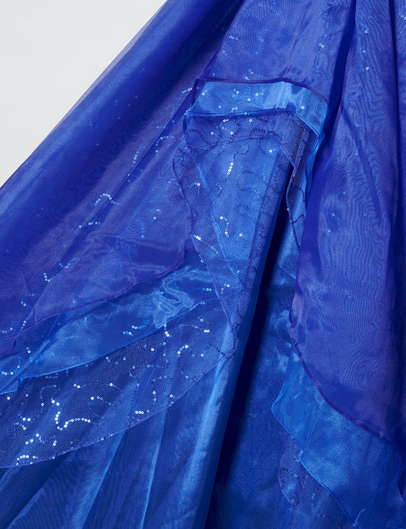 TWEED DRESS(ツイードドレス)のロイヤルブルーロングドレス・オーガンジー/チュール｜TB1735-RBLのスカート生地拡大画像です。