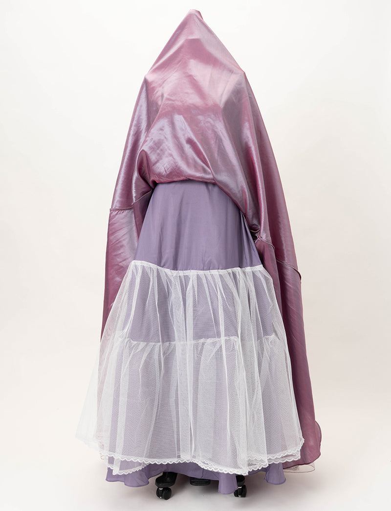 TWEED DRESS(ツイードドレス)のパープルグレーロングドレス・チュール｜TB1741-PEGYのスカートパニエ画像です。