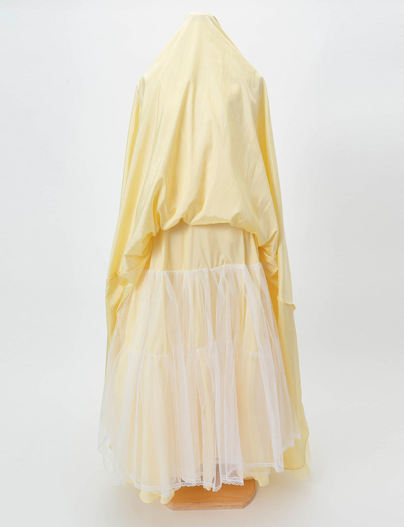 TWEED DRESS(ツイードドレス)のレモンイエローロングドレス・チュール｜TB1746-LYWのスカートパニエ画像です。