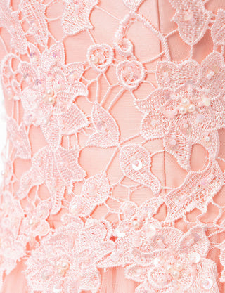 TWEED DRESS(ツイードドレス)のペールピンクロングドレス・チュール｜TB1746-PPKの上半身装飾拡大画像です。