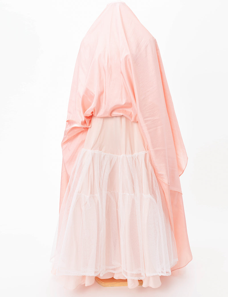 TWEED DRESS(ツイードドレス)のペールピンクロングドレス・チュール｜TB1746-PPKのスカートパニエ画像です。