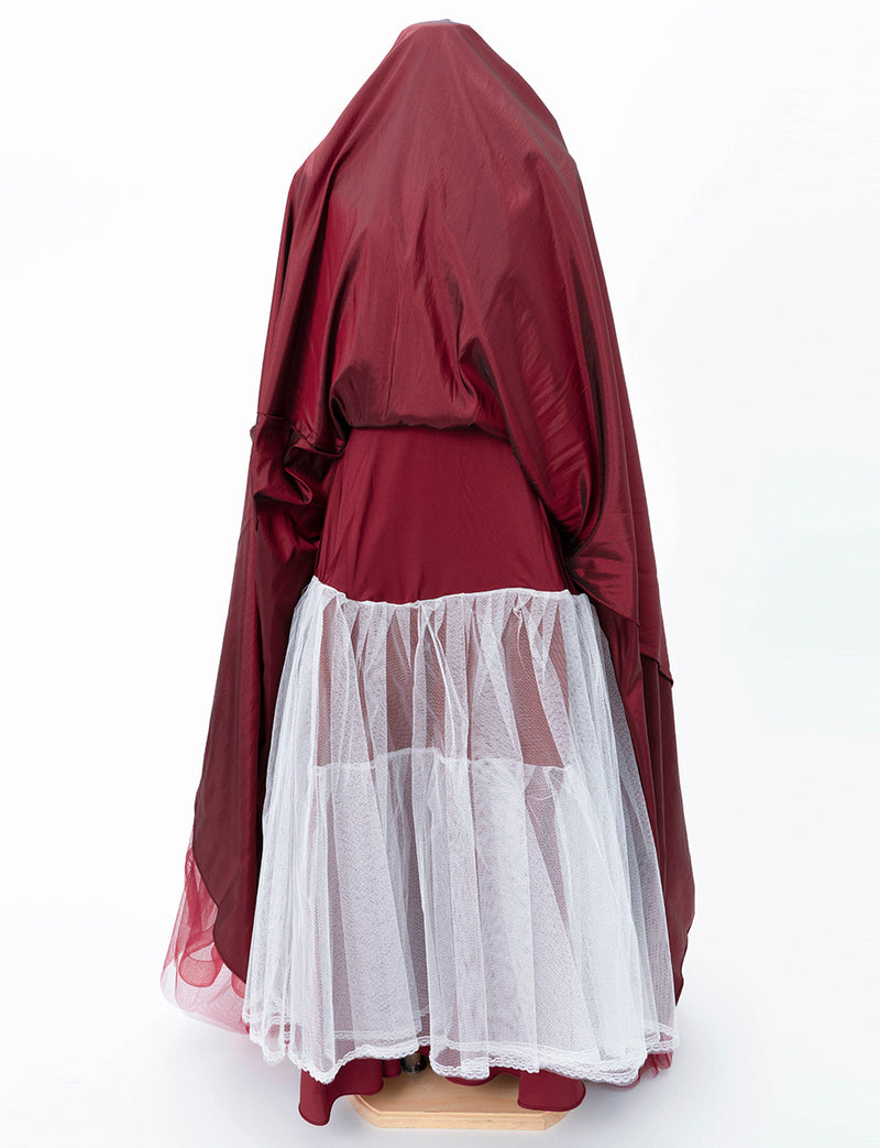 TWEED DRESS(ツイードドレス)のワインレッドロングドレス・チュール｜TB1746-WRDのスカートパニエ画像です。