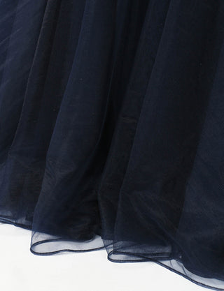 TWEED DRESS(ツイードドレス)のダークネイビーロングドレス・チュール｜TB1751-DNYのスカート裾拡大画像です。