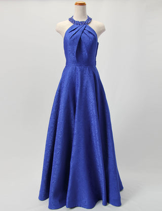 TWEED DRESS(ツイードドレス)のロイヤルブルーロングドレス・ジャガード｜TB1747-RBLのトルソー全身正面画像です。